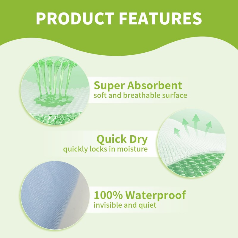 MILDPLUS Washable Bed Pads with 10 Sturdy Handles 40”×72” Extra