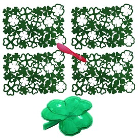 Ja'Cor St. Patrick's Day Kitchen Decorations– 4 Green Reusable Shamrock Placemats 1 Shamrock-Shaped Candy Dish Snack Bowl, Lucky Irish Home Decor Party Supplies Bundle with 1 Spatula