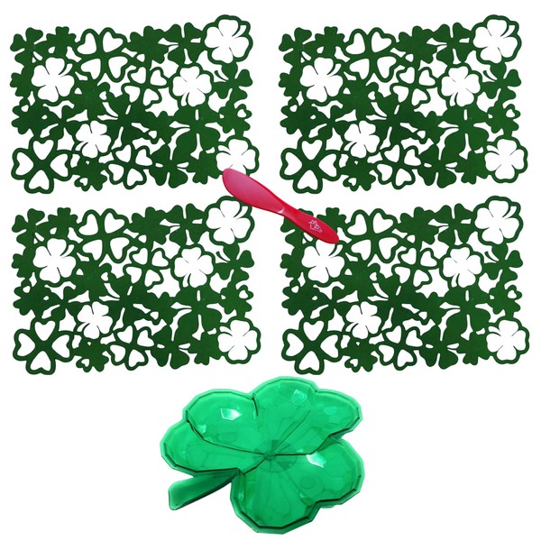Ja'Cor St. Patrick's Day Kitchen Decorations– 4 Green Reusable Shamrock