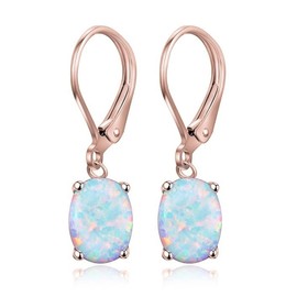 Opal Earrings White Opal Drop Earrings Dangle for Women Girls Opal Jewelry Hypoallergenic Birthday Gift Jewelry for Her (rose gold)