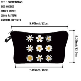 Livel lhood Floral Daisy Cosmetic Bag for Women Cute Small Makeup Bag for Purse Travel Toiletry Zipper Pouch for Girls Gift for Sisters Floral Daisy Makeup Bag for Her