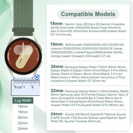 2 Pack Quick Release Braided Bands - 18mm 19mm 20mm 22mm 24mm Solo Loop Adjustable Soft Band for Women Men