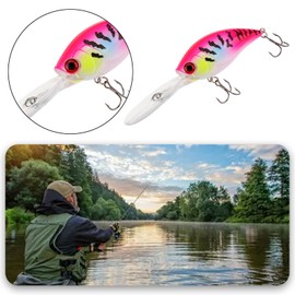 SG Store Pack of 2 3D Eyes Crankbait Minnow Fishing Lure 22 g 7.5 cm Size 6 Hook Bait Hard Bait Fishing Lure with 5 cm Transparent Tongue for Mandarin Fish Sea Bass Catfish Blue Purple