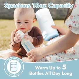 Papablic Portable Travel Baby Bottle Warmer Plus, 18 oz Large Capacity Stainless Steel Bottle Warmer, Safe & Easy to Clean