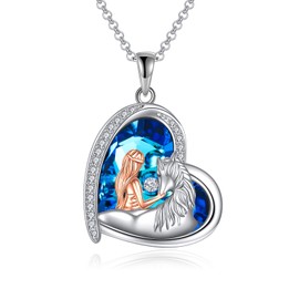 YAFEINI Horse Necklace Girls Pendant Horse Chain 925 Sterling Silver Jewellery Gift for Women Friend, Sterling Silver, Cubic Zirconia