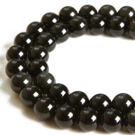 35pcs 10mm Black Obsidian Beads Natural Gemstone Beads Round Loose Beads for Jewelry Making