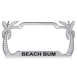 Custom Brother - Beach Bum Palm Tree Design Quality Chrome Metal Car SUV Truck License Plate Frame x54