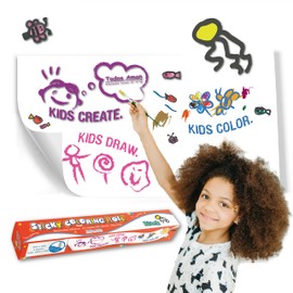 Todos Aman DIY No Mess Restickable Sticky Coloring Drawing Paper Roll, Fun Relaxing Therapeutic Activity for Toddlers, Kids, Adults (1-Blank-Roll, 1-Pack)