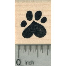 Heart Paw Print Rubber Stamp, Dog, Cat Valentine Series .75 in Wide