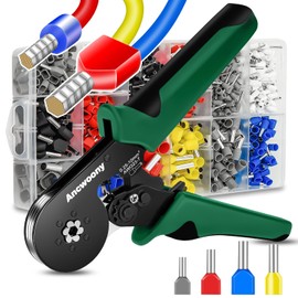 Wire Crimping Tool Kit with TE/VE1200PCS Ferrules Terminals - HSC8 10-6A Hexagonal Crimper for Tubular Terminals (0.25-10mm²), Connectors Assortment Ferrules Kit