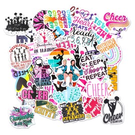 Wanmu Cheer Stickers, 100 Cute Vinyl Waterproof Cheerleader Stickers, Pink Cheering Girl Stickers for Laptop, Water Bottle, Stickers for Kids, Toddlers, Teens, Girls