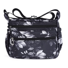 NOTAG Crossbody Bag for Women, Waterproof Nylon Shoulder Bag Purse Casual Travel Multi-Pocket Messenger Bags (Black)