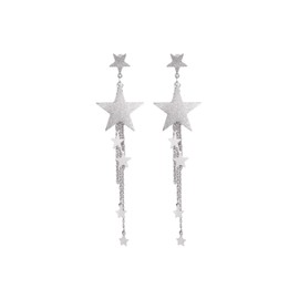 Meteor Star Pendant Tassel Earrings Long Dangle Drop Earrings Gold and Silver Lucky Star Dangle Earrings Lightweight Hypoallergenic Jewelry for Women (Silver2)