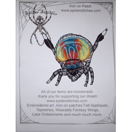 Dancing Peacock Jumping Spider Maratus volans Iron on Patch Spider Stitches Tarantulas