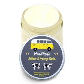 Vanman's Tallow and Honey Balm - Tallow Face Moisturizer with Grass-Fed/Finished Beef Tallow for Skin and Essential Oils, Organic Raw Honey and Beeswax, Cold Pressed Olive Oil - 2.5 oz