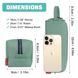 Fmeida Pencil Case Large Capacity Pencils Pouch Portable School Supplies Aesthetic Pencil Bag Pen Holder for Girls Boys Student Teen Adults Holiday Gifts Organizer Cases - Green