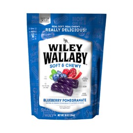 Wiley Wallaby Licorice 10 Ounce Classic Gourmet Soft & Chewy Australian Blueberry Pomegranate Candy Twists, 1 Pack