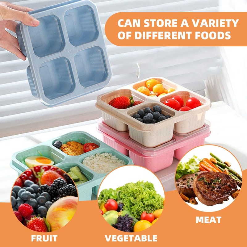 WEELOO Snack Containers Lunch Box, Lunchable Container with 4 Compartments