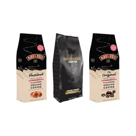 Irish Cream Ground Coffee Bundle, 32oz - Includes Brickhouse Irish Cream 12oz, Baileys Hazelnut 10oz and Baileys Original 10oz