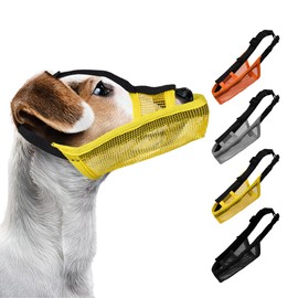 JOYPAWS Soft Dog Muzzle for Large Dogs Long Snout Breathable Air Mesh Drinkable Pet Muzzle to Prevent Biting Chewing with Adjustable Straps Anti-Barking Licking Yellow L