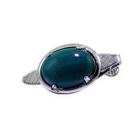 1 1/3 INCH OVAL 18x13 GREEN AGATE CAB GEMSTONE SILVER COLOR TIE CLIP BAR EPTT563
