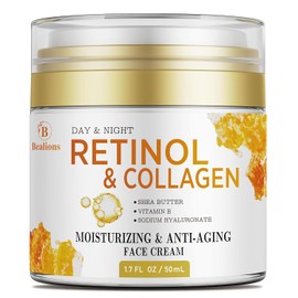 Bealions- ANTIARRUGAS Y ANTIENVEJECIMIENTO: Formulada con retinol, colágeno, ácido hialurónico, vitamina C y vitamina E, esta crema de retinol ayuda a reducir la apariencia de líneas finas, arrugas y