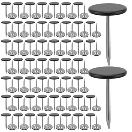 0.43" x 0.67" Flat Thumb Tacks - 120 Pcs Black Metal Push Pins for Wall