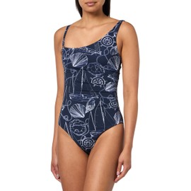 Nautica Women's Standard One Piece Swimsuit – Slimming Tummy Control Bathing Suit, Quick-Dry Fabric, Navy White