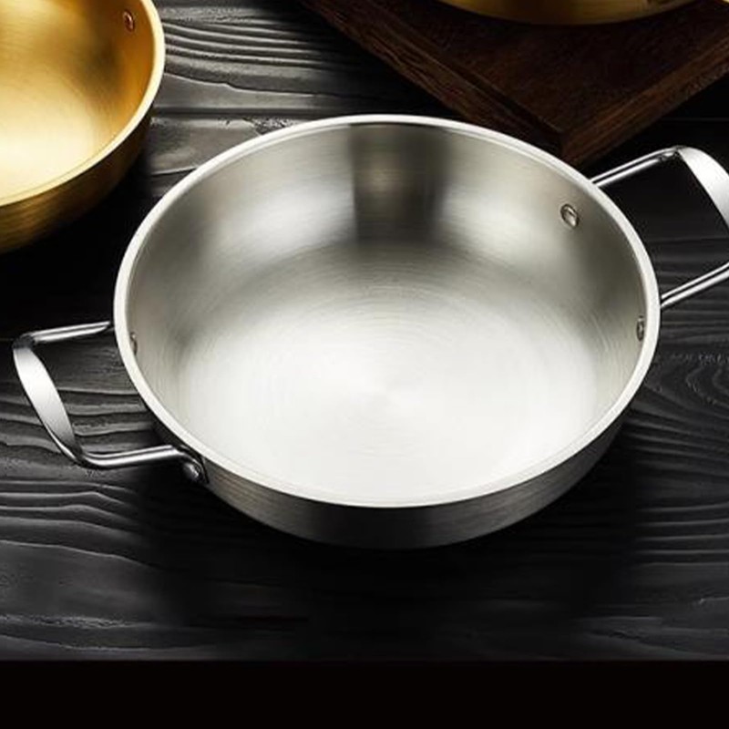 Stainless Steel Stockpot, 1350ml Induction Stock Pot Flat Bottom Skillet