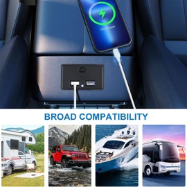 Cllena Dual USB Charger Socket Power Outlet Panel with Switch, 12V-24V 4.8A Dual Port Quick Car Charger for Car RV Camper Marine Boat Automotive ATV Truck Golf Cart