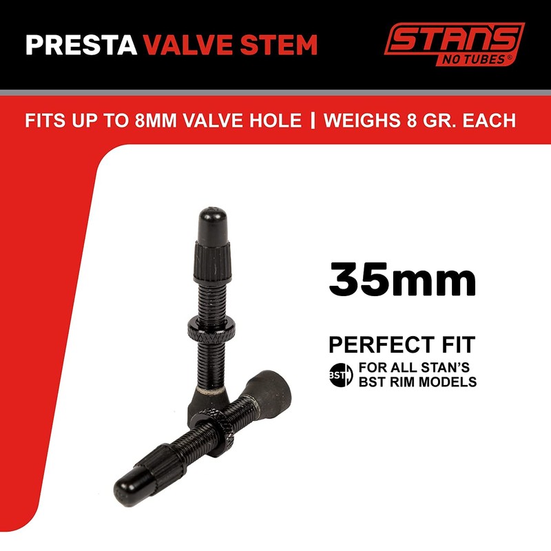 No Tubes Universal Ventil Aluminium Black Up to 8 mm