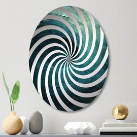 DesignQ abstract spirals wall mirror, Oval 0 mirror, Round blue bathroom mirror, abstract spirals vanity mirror Spiraling Tranquil Teal Twist I printed mirror decor, oval mirror 20x30