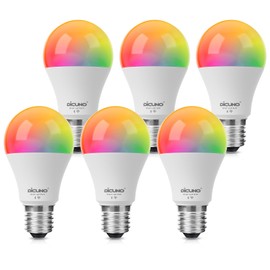 DiCUNO Smart Light Bulbs, Full Color Changing Bulb, Work with Alexa, Google Assistant, No Hub Required, RGBCW Multicolor Dimmable Smart LED WiFi Bluetooth A19 E26 9W 800LM Lights, 6-Pack