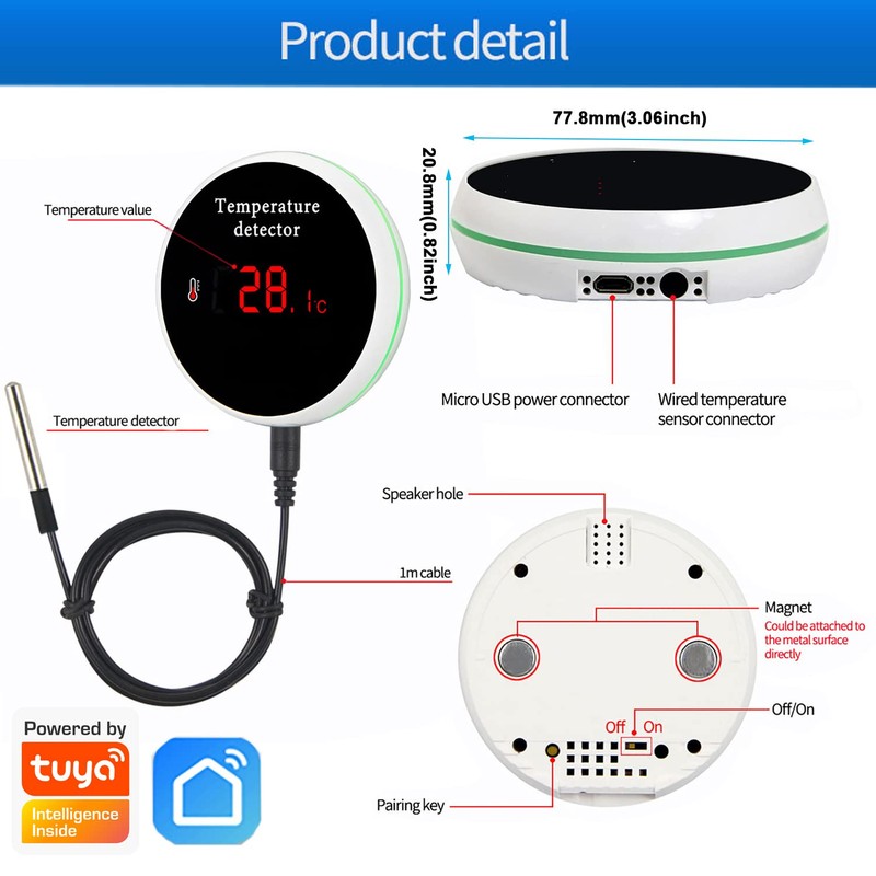 WiFi Temperature Sensor Smart Thermometer: Digital Temperature Monitor Gauge with