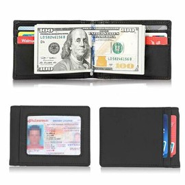 RFID Men's Leather Slim Bifold Money Clip Wallet Front Pocket Credit Card Holder