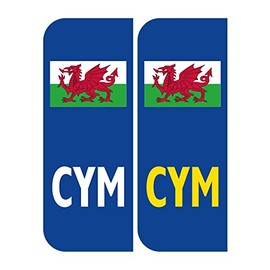 2 CYM Welsh Jack Flag badge Car REFLECTIVE Number Plate Vinyl Stickers
