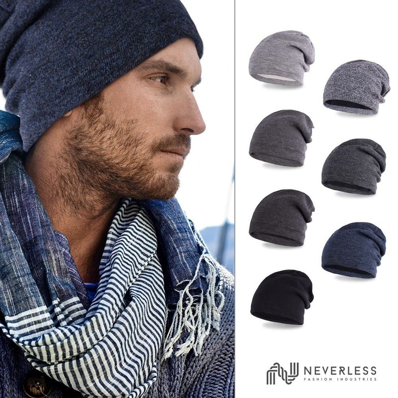 Neverless® Knitted Hat for Men Knitted Beanie with Fleece Lining