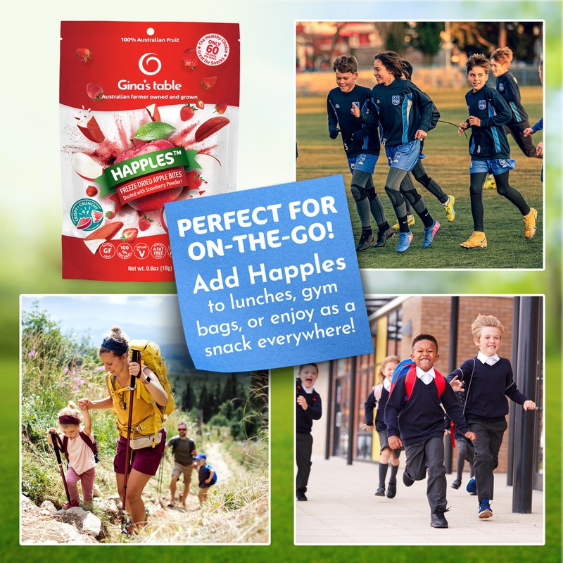 Happles Freeze Dried Apples with Strawberry Fruit Powder – 100%