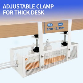 VELLUSTRA Retractable Under Desk No Drilling Cable Management Cable Basket, Metal Cable Holder, Cable Tray, Cable Organiser, Cable Duct Desk, Suitable for Offices