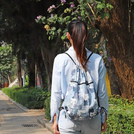 FenFang Gym Bag with Drawstring, Drawstring Bag, Sports Bag, Large Gym Bag, Backpack, Foldable, Drawstring Gym Bag, Sports Bag, School Backpack, Daypack for Women, Men, Children, Girls, Boys, gray