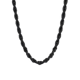 Supcare Twist Rope Chain for Man Black, 6mm Rope Necklace Stainless Steel Chains 28inches, Hypoallergenic Jewelry