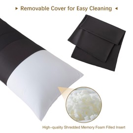 WhatsBedding Memory Foam Body Pillow with Pillowcase, Soft Large Long Bed Pillow for Adults, Breathable Full Body Pillow with Removable Pillow Cover - Black