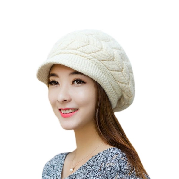 XYX Womens Winter Warm Elastic Soft Ear Protection Knitted Visor