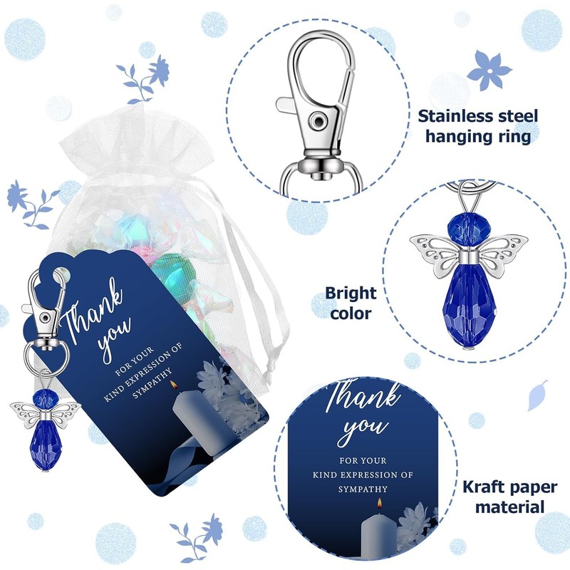 Metacipher 30 Set Funeral Favors with Angel Keychains for Guests