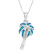 Beaux Bijoux Sterling Silver Created Blue Opal Palm Tree Pendant
