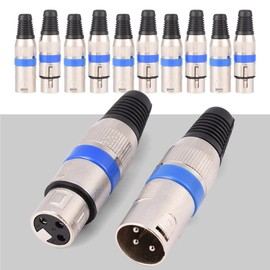 VBESTLIFE 5pcs 3 Pin XLR Microphone Audio Connector Plug + Female Socket Zinc Alloy High Conductivity Ultra Durable Low Noise XLR 3 Pin Connector