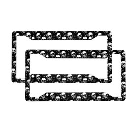 Skull License Plate Frame 2 Pack Accessories Cars Decor 12.3 X 6.3 Inches for Men Women