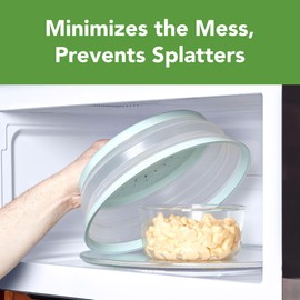 Tovolo Microwave Splatter Cover for Food, Medium (Blue Haze) - Collapsible & Vented Silicone Splatter Guard Lid - Microwave Plate & Dish Cover with Handle - BPA-Free Kitchen Gadget for Meal Prep
