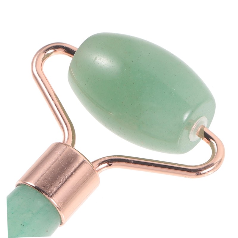 Housoutil Jade Roller Massager Jade Beauty Device Pink Crystal Jade