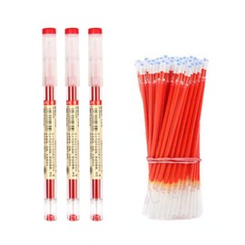 MROOFUL 23Pcs/Lot 0.35mm Extra-Fine Ballpoint Pen Replaceable Refills Blue Black Red Ink Rods Gel Pen School Office Exam Supplies (23pcs red set)